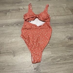 Polka dot cutout maternity swimsuit
